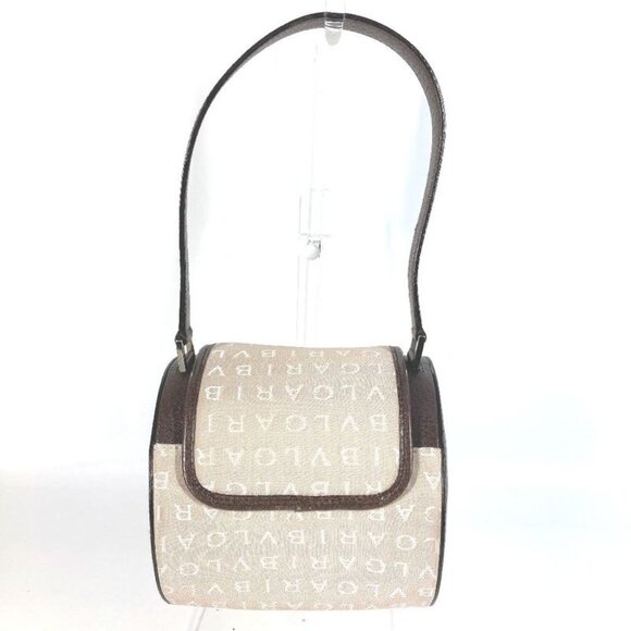 Bvlgari Handbag B.zero1 Drum Leather Canvas Beige - Picture 3 of 9